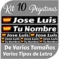 Kit 10 Pegatinas Vinilo Bandera España + tu Nombre - Bici- Casco- Pala De Padel- Monopatin- Coche- Moto- etc. Kit de…
